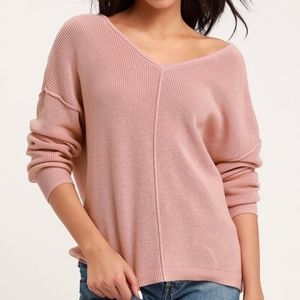 OLIVE AND OAK DUSTY ROSE BUTTON BACK SWEATER